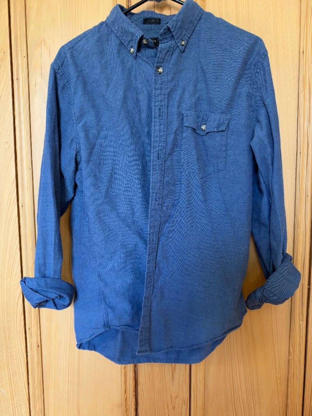 J Crew Slim Button Down Long-Sleeve Shirt, Navy Blue, L